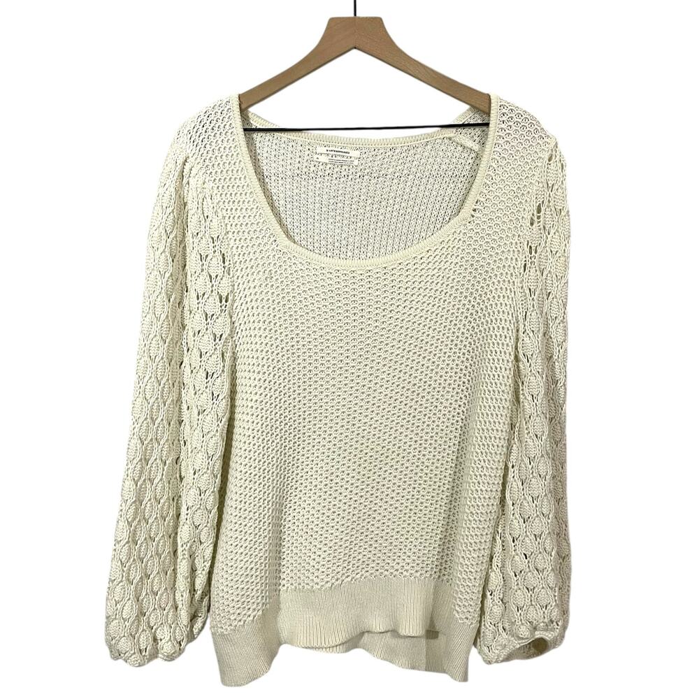 By Anthropologie Brylie Knit Pullover Sweater - Cream - XL